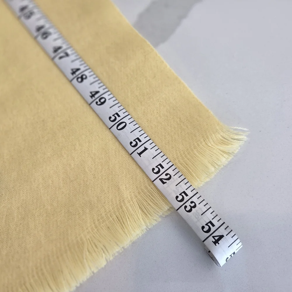 Vintage Pierre Cardin Paris Yellow Fringed Scarf Embroidered Logo Soft Knit